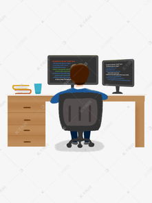 手繪卡通男孩玩電腦 千庫網免費素材助你打造生動電腦動畫設計